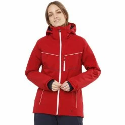 Salomon Brilliant Jacket Women red chili/white -Ski Jackets Sales salomon brilliant jacket women red chili white 4